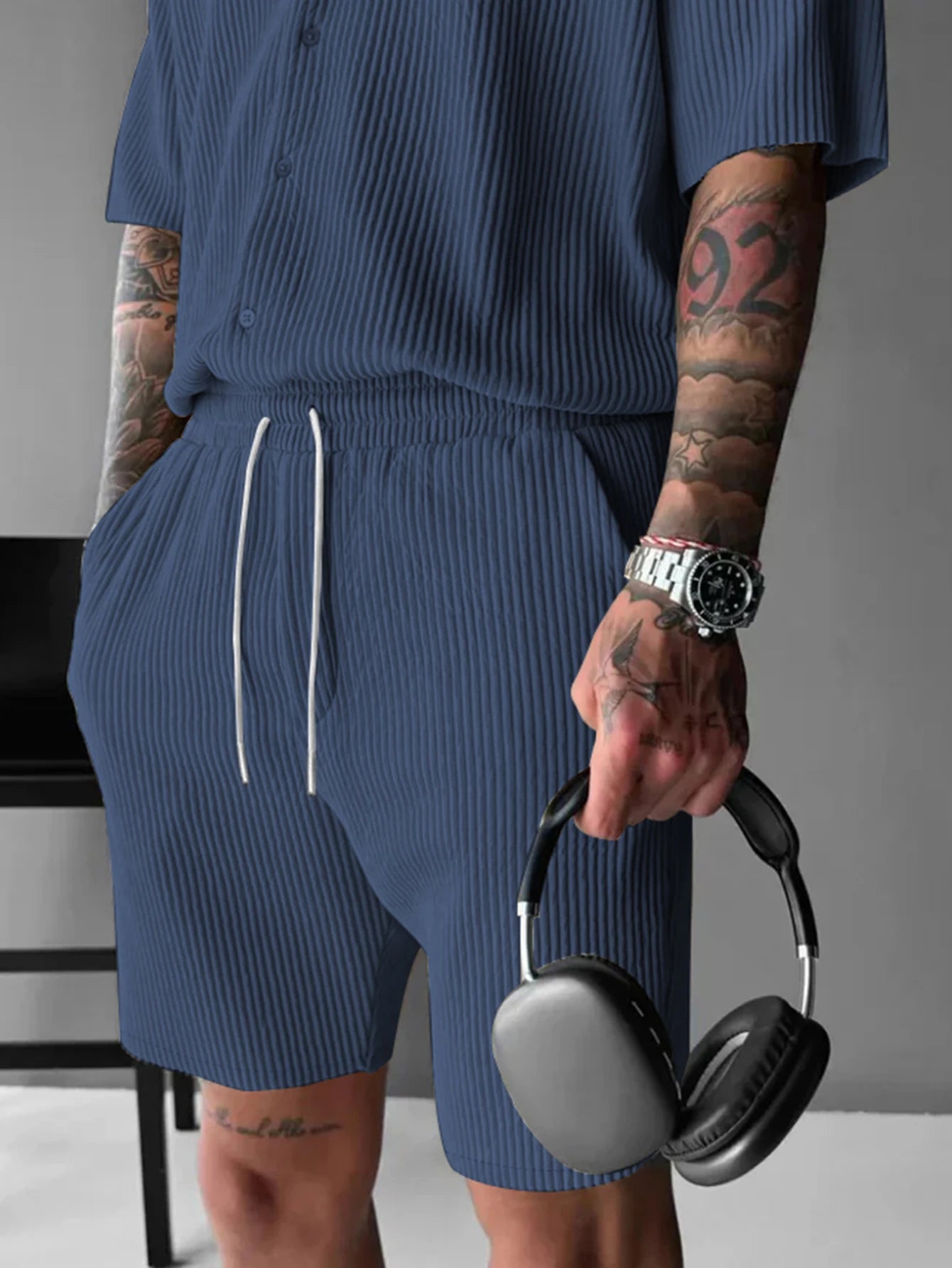 Men’s Solid Color Summer Shorts – Loose Fit with Elastic Waistband