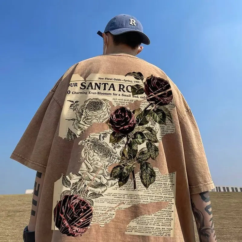 Men’s Oversized Graphic T-Shirt – Summer Streetwear Short Sleeve