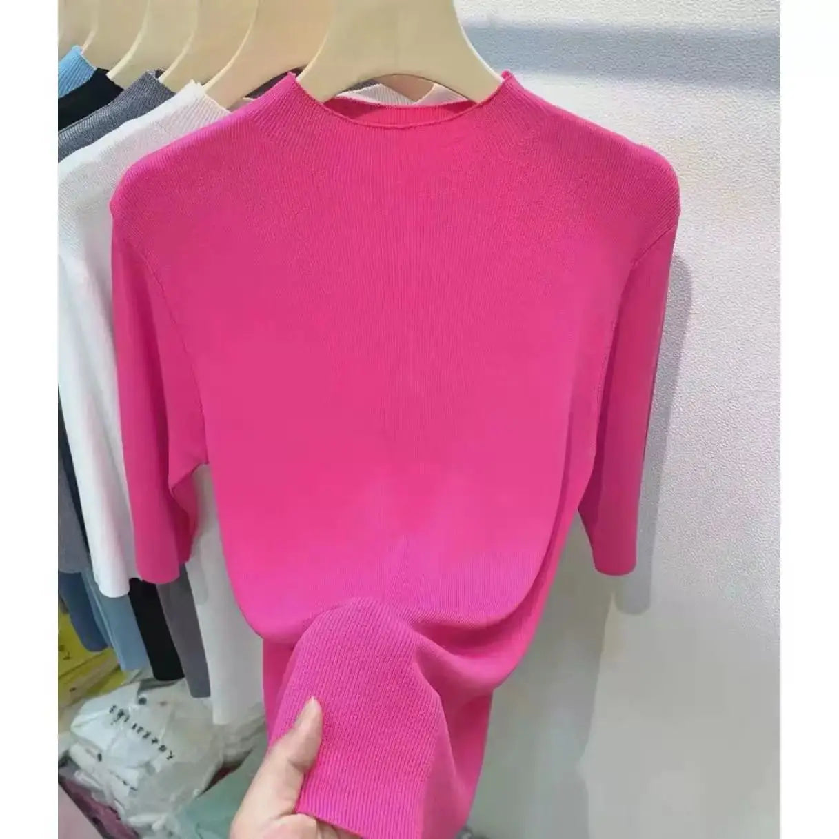 Women’s Slim Fit Office Blouse – Solid Color Long Sleeve Knit Top