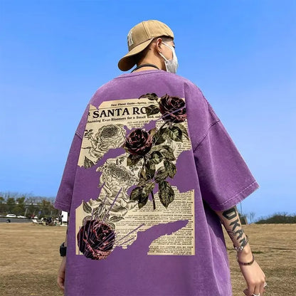 Men’s Oversized Graphic T-Shirt – Summer Streetwear Short Sleeve