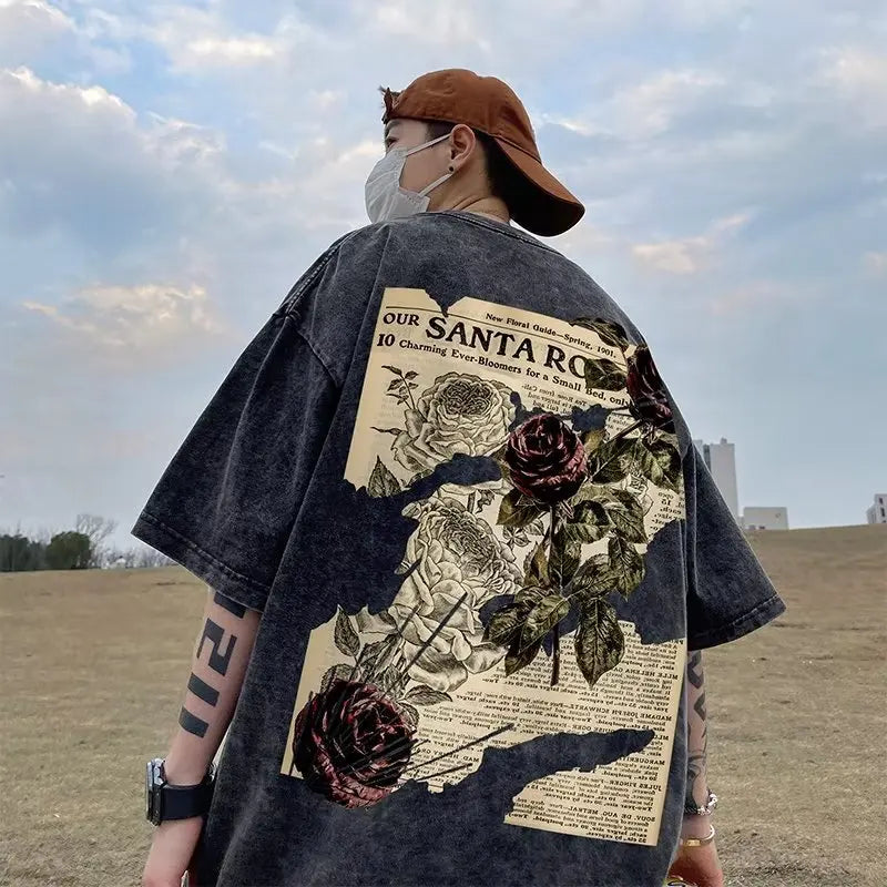 Men’s Oversized Graphic T-Shirt – Summer Streetwear Short Sleeve