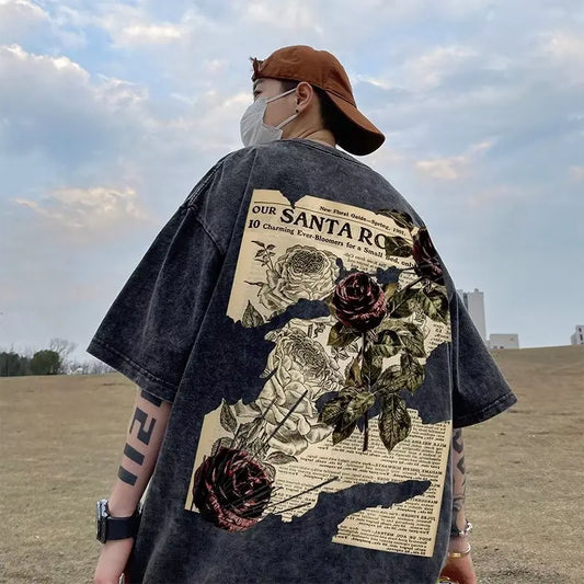 Men’s Oversized Graphic T-Shirt – Summer Streetwear Short Sleeve