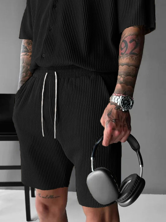 Men’s Solid Color Summer Shorts – Loose Fit with Elastic Waistband