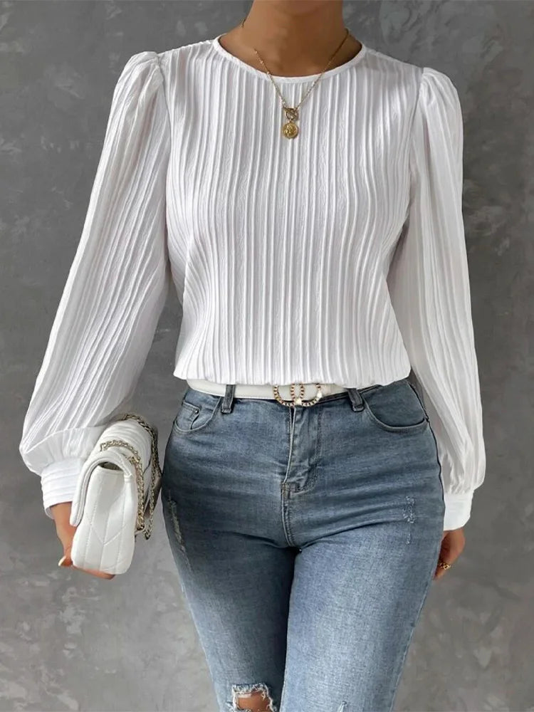 Women’s Casual Long Sleeve Solid Tee – Autumn & Winter Essential
