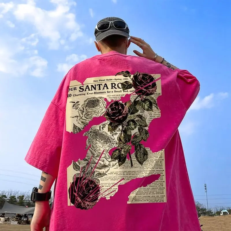 Men’s Oversized Graphic T-Shirt – Summer Streetwear Short Sleeve